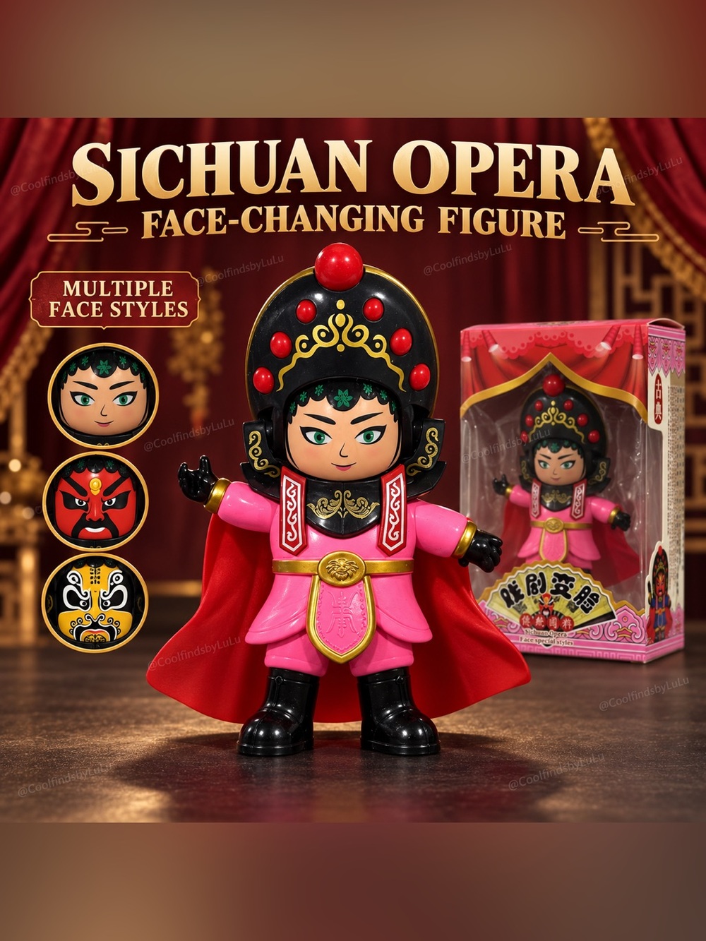 Sichuan Opera Face-Changing Figure Kids Toy - Pink